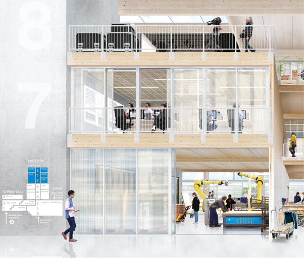 Visualisation of a new-build multi-storey industrial building. 5th Studio.