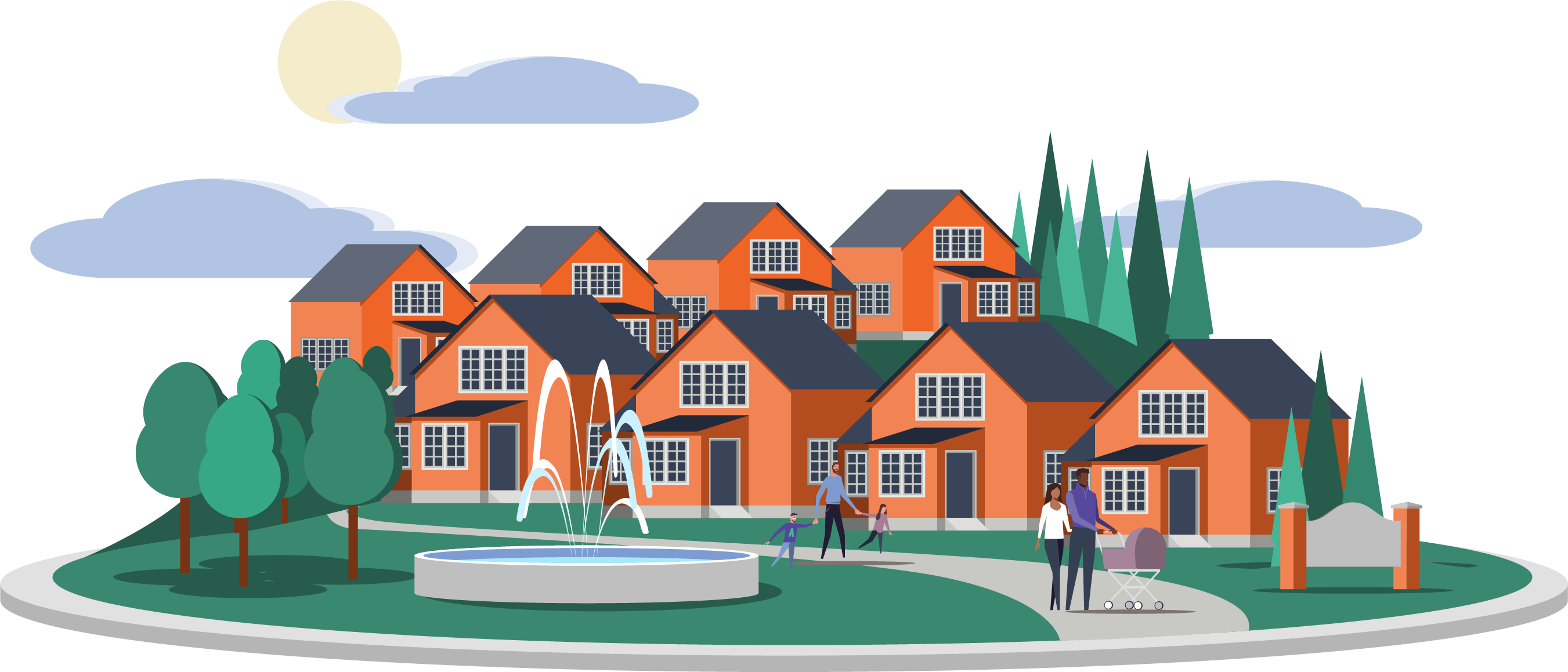 Illustration of a modern housing development